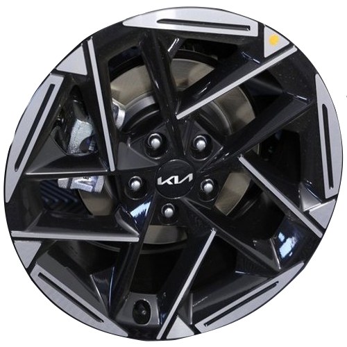 KIA K4 2025 black machined 17x7 aluminum wheels or rims. Hollander part number ALYKM010, OEM part number Not Yet Known