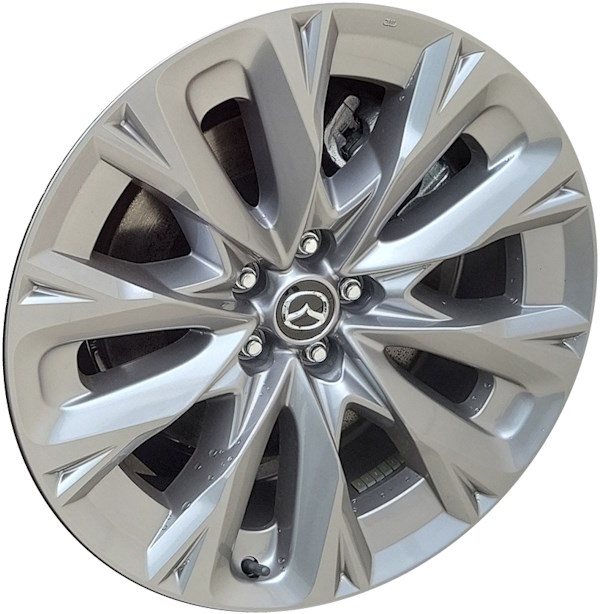 Mazda CX-90 2024 powder coat hyper silver 21x9.5 aluminum wheels or rims. Hollander part number ALYMX061U78, OEM part number Not Yet Known.