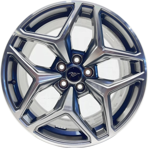 Ford Mustang 2024 silver machined 19x9 aluminum wheels or rims. Hollander part number ALY95760, OEM part number PR3Z-1007-Q