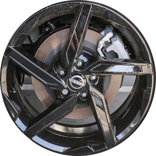 Nissan Aria 2023-2024 powder coat black 19x7.5 aluminum wheels or rims. Hollander part number ALY62865, OEM part number T99W15MPOJ