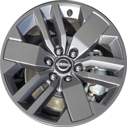 Nissan Frontier2025 powder coat grey 17x7 aluminum wheels or rims. Hollander part number ALYNQ001, OEM part number Not Yet Known.