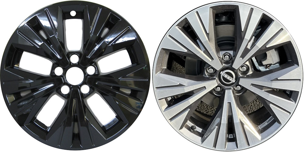 Nissan Rogue 2021-2023 Black, 10 Spoke, Plastic Hubcaps, Wheel Covers, Wheel Skins, Imposters. ONLY Fits 18 Inch Alloy Wheel Pictured. Part Number IMP-8826GB.