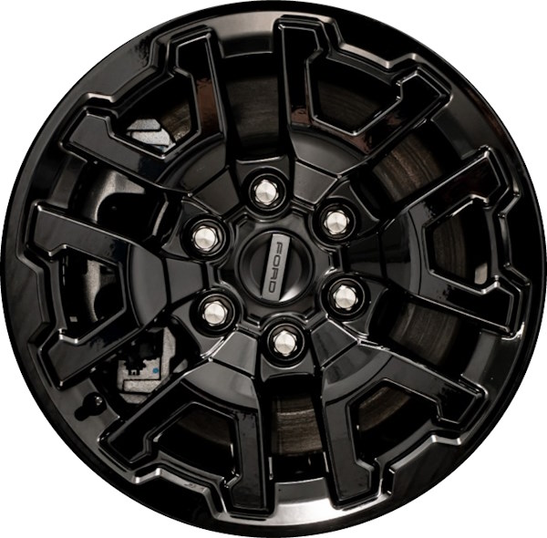Ford Bronco 2023-2024 powder coat black 17x8.5 aluminum wheels or rims. Hollander part number ALY466, OEM part number NB3Z-1007-A.