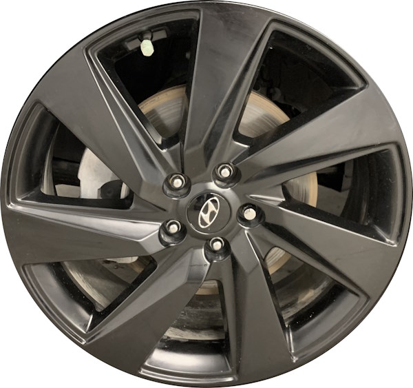 Hyundai Santa Cruz 2023-2024 black machined 20x7.5 aluminum wheels or rims. Hollander part number ALY71043, OEM part number K5F40ABA00.
