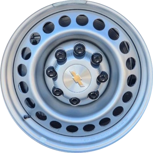 Chevrolet Silverado 1500 EV RST Electric 2024-2025 powder coat silver 18x8 aluminum wheels or rims. Hollander part number ALY95948, OEM part number 85162242