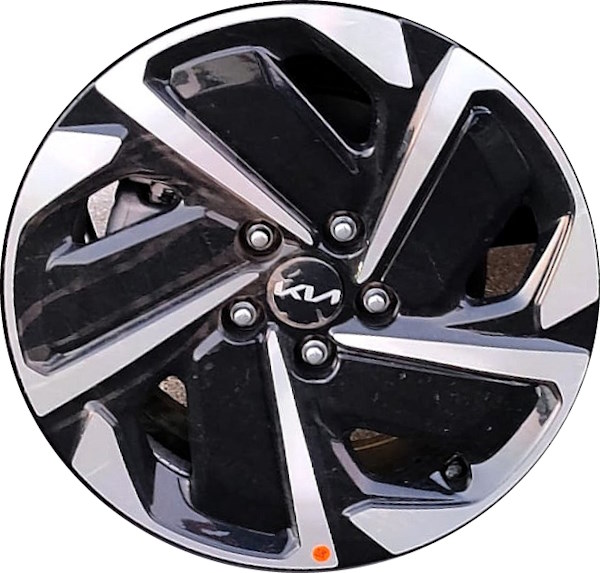 KIA Sportage 2023-2024 black machined 17x7 aluminum wheels or rims. Hollander part number ALY95386, OEM part number 52910-P1160.