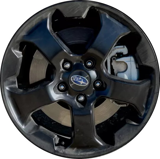 Subaru Forester 2022-2024 powder coat black 17x7 aluminum wheels or rims. Hollander part number 68891, OEM part number 28111SJ120.
