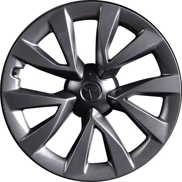 Tesla Model X 2022-2023 powder coat charcoal 20x9 aluminum wheels or rims. Hollander part number Not Yet Known, OEM part number 1620221-00-B.