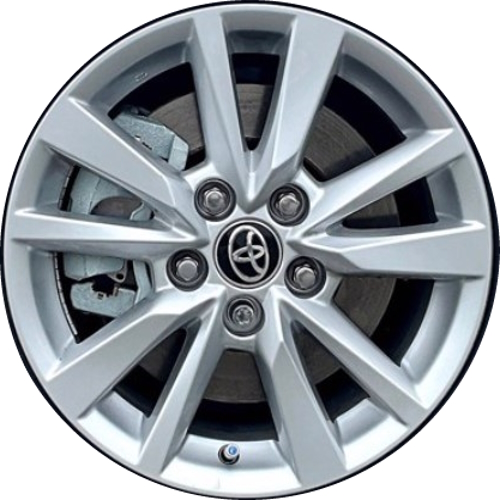 Toyota Camry 2025 powder coat silver 16x6.5 aluminum wheels or rims. Hollander part number ALY95969 OEM part number Not Yet Known.