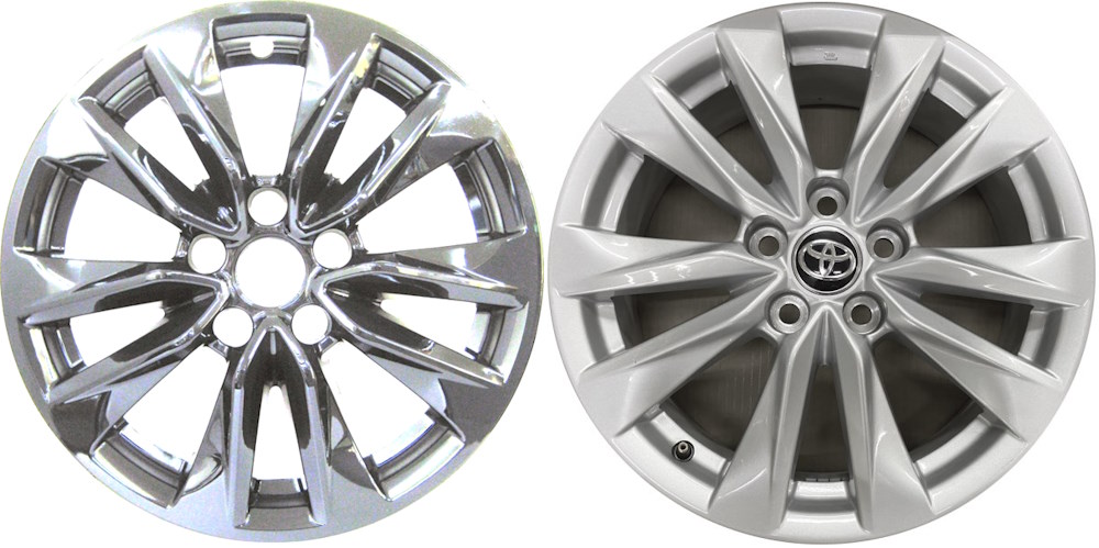 Toyota Corolla Cross 2022-2024 Chrome, 10 Spoke, Plastic Hubcaps, Wheel Covers, Wheel Skins, Imposters. ONLY Fits 17 Inch Alloy Wheel Pictured. Part Number IMP-7722PC.