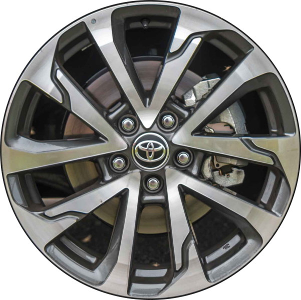 Toyota Corolla Cross 2022-2024 charcoal machined 18x7 aluminum wheels or rims. Hollander part number 75271, OEM part number 42611-0A230.