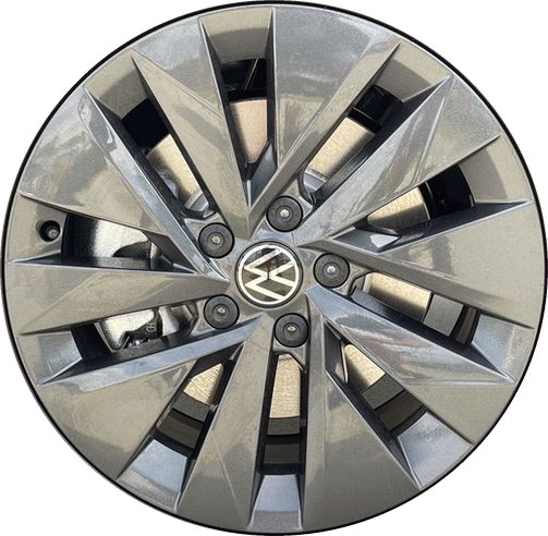 Volkswagen Taos 2022-2024 powder coat dark grey 17x7 aluminum wheels or rims. Hollander part number 70096, OEM part number 2GJ601025XM8.