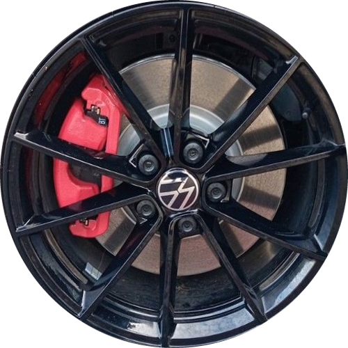 Volkswagen Jetta 2024-2025 powder coat black 18x7.5 aluminum wheels or rims. Hollander part number ALY70111, OEM part number 5GM601025ANAX1