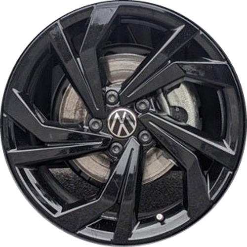 Volkswagen Jetta 2024-2025 powder coat black 18x7.5 aluminum wheels or rims. Hollander part number ALY70103, OEM part number 5GM601025AMAX1