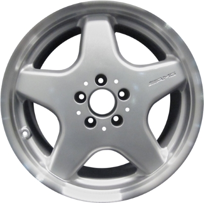 Mercedes-Benz SL500 1999-2001 powder coat silver 18x8.5 aluminum wheels or rims. Hollander part number ALY65228, OEM part number A1294011702.