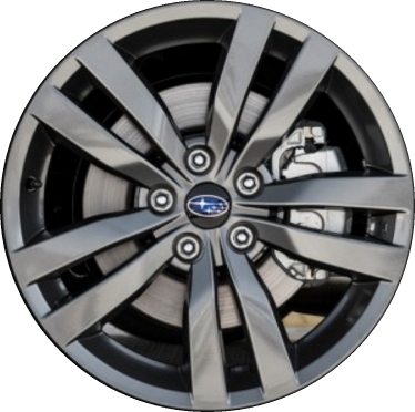 Subaru WRX 2016-2017 powder coat charcoal 18x8.5 aluminum wheels or rims. Hollander part number ALY68801U30.LC32, OEM part number 28111VA100.