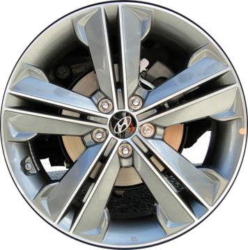 Hyundai Santa Fe 2013-2016 grey machined 19x7.5 aluminum wheels or rims. Hollander part number ALY70847U, OEM part number 52910B8195, 52910B8190.