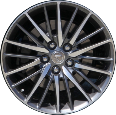 Lexus LS460 2013-2017 charcoal machined 19x8 aluminum wheels or rims. Hollander part number ALY74222U30/74286, OEM part number 42611-50680.