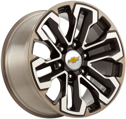 Chevrolet Silverado 1500 2019-2020, Sierra 1500 2019-2020 charcoal machined 18x8.5 aluminum wheels or rims. Hollander part number 5905, OEM part number 84040796.