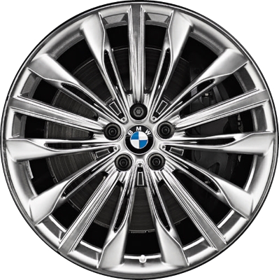 BMW 640i GT 2018-2019, 740e 2017-2019, 740i 2016-2020, 745e 2020, 750i 2016-2020, M760i 2017-2020 polished 20x8.5 aluminum wheels or rims. Hollander part number, OEM part number 36116868051.