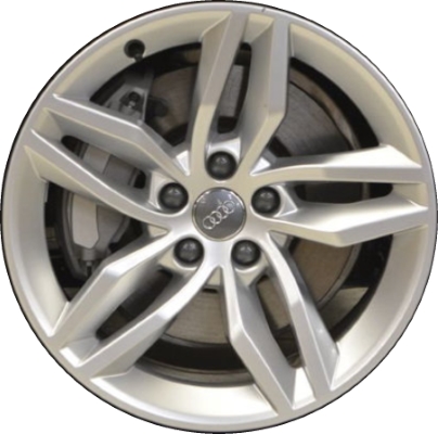 Audi A5 2019 powder coat silver 18x8.5 aluminum wheels or rims. Hollander part number ALY59071, OEM part number 8W0601025BH.