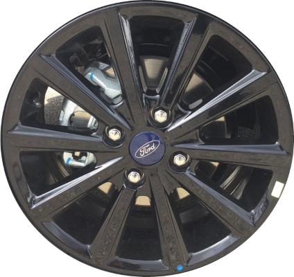 Ford Fiesta 2019 powder coat black 16x6.5 aluminum wheels or rims. Hollander part number ALY10202, OEM part number C1BZ1007V.