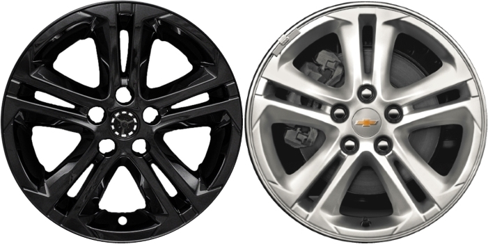Chevrolet Cruze 2016-2018 Black, 10 Spoke, Plastic Hubcaps, Wheel Covers, Wheel Skins, Imposters. Fits 16 Inch Alloy Wheel Pictured to Right. Part Number IMP-412BLK.