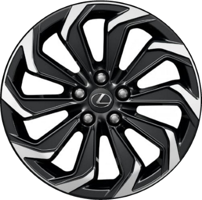 Lexus UX200 2019-2022, UX250h 2019-2024, UX300h 2025 black machined 18x7 aluminum wheels or rims. Hollander part number 74394, OEM part number PW45776001MB.