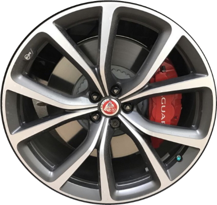 Jaguar F-Pace 2020-2023 charcoal machined 22x9 aluminum wheels or rims. Hollander part number ALY60012U30, OEM part number T4A17666.