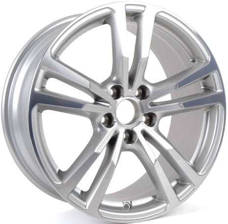 Audi A3 2015-2018 silver machined 18x8 aluminum wheels or rims. Hollander part number ALY59029, OEM part number 8V0601025BC.