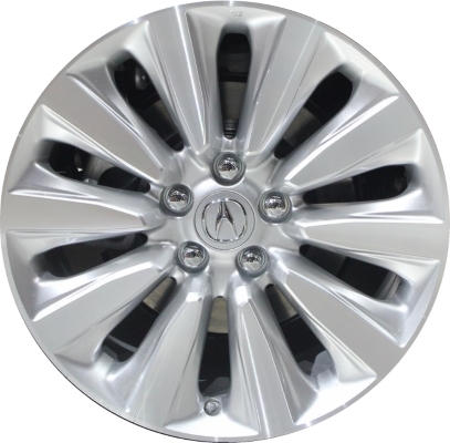 Acura RLX 2014-2017 silver machined 19x8 aluminum wheels or rims. Hollander part number ALY71825, OEM part number 42800TY3A90, 42800TY3A91.