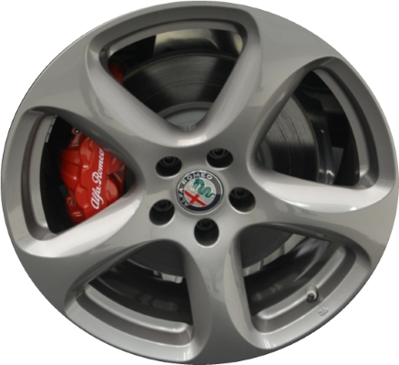 Alfa Romeo Stelvio 2018-2019 powder coat grey 18x8 aluminum wheels or rims. Hollander part number ALY58168U35/58187, OEM part number 6RA91UDCAA.