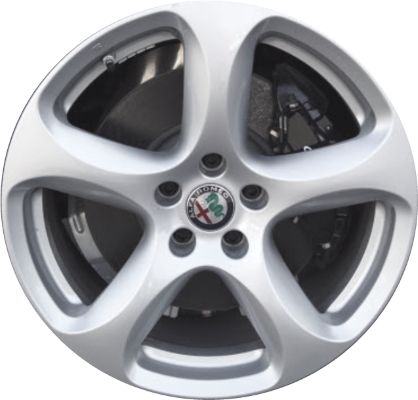 Alfa Romeo Stelvio 2018-2019 powder coat silver 18x8 aluminum wheels or rims. Hollander part number ALY58168U20/58187, OEM part number 6RA91UDCAA.
