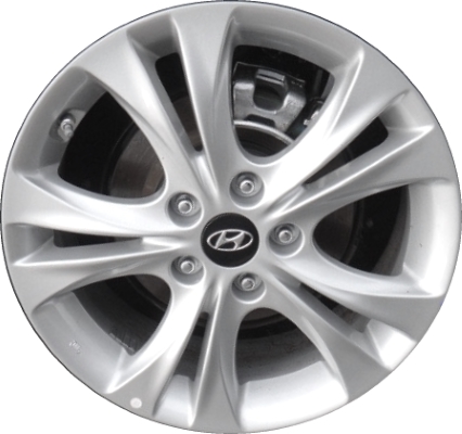 Hyundai Sonata 2011-2013 powder coat silver 17x6.5 aluminum wheels or rims. Hollander part number ALY70803U, OEM part number 529103Q250, 529103Q210.