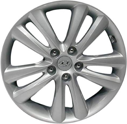 Hyundai Tucson 2010-2013 powder coat silver 18x6.5 aluminum wheels or rims. Hollander part number ALY70795U, OEM part number 5291025310, 529102S310, 529102S300.