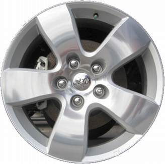 Dodge Ram 1500 2009-2012 silver polished 20x8 aluminum wheels or rims. Hollander part number ALY2363U90, OEM part number Not Yet Known.