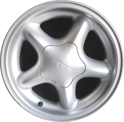Ford Mustang 1994-1998 powder coat silver 16x7.5 aluminum wheels or rims. Hollander part number ALY3088, OEM part number F6ZZ1007MA.