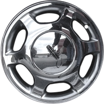Lincoln Continental 1998-2002 chrome 16x7 aluminum wheels or rims. Hollander part number ALY3310, OEM part number F80Z1007DB.