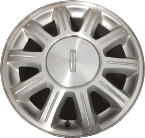 Lincoln Continental 1999-2002 silver machined 16x7 aluminum wheels or rims. Hollander part number ALY3309U10, OEM part number XF3Z1007AA, 1F3Z1007AA.