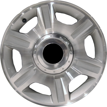 Mercury Mountaineer 2002-2003 silver machined 16x7 aluminum wheels or rims. Hollander part number ALY3456U20.PS02, OEM part number 1L2Z1007CA.