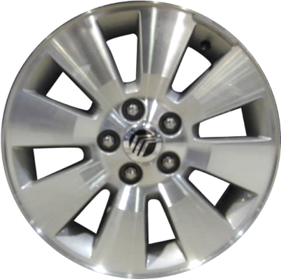 Mercury Mountaineer 2006-2010 silver machined 17x7.5 aluminum wheels or rims. Hollander part number ALY3633, OEM part number 6L9Z1007K.