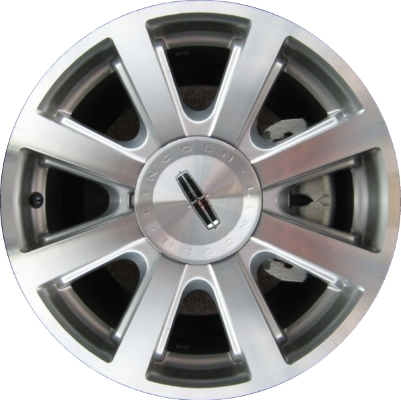 Lincoln MKX 2007-2010 silver machined 18x7.5 aluminum wheels or rims. Hollander part number ALY3676, OEM part number 8A1Z1007D, 7A1Z1007A.
