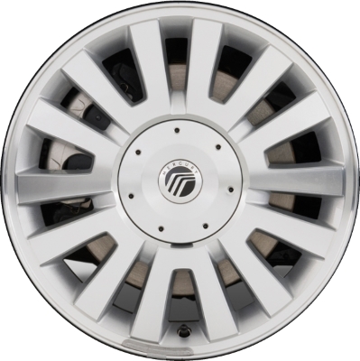Mercury Sable 2008-2009 silver machined 17x7 aluminum wheels or rims. Hollander part number ALY3697, OEM part number 8A4Z1007A.