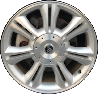 Mercury Sable 2008-2009 silver machined 18x7.5 aluminum wheels or rims. Hollander part number ALY3698, OEM part number 8T5Z1007A.