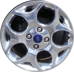 Ford Fiesta 2011-2013 polished 16x6.5 aluminum wheels or rims. Hollander part number ALY3836U80, OEM part number CE8Z1007A.