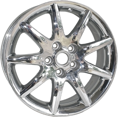 Buick Lucerne 2006-2010 chrome 17x7 aluminum wheels or rims. Hollander part number ALY4018, OEM part number 9595288.