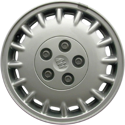 Buick Century 1997-2002, Regal 1997-2000 powder coat silver 15x6 aluminum wheels or rims. Hollander part number 4027, OEM part number 9592345.