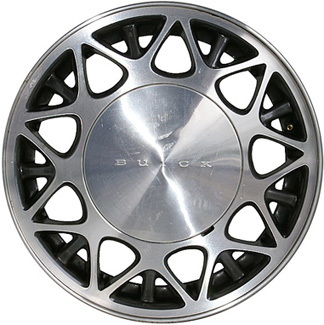 Buick LeSabre 2000-2004 charcoal machined 16x6.5 aluminum wheels or rims. Hollander part number ALY4034, OEM part number 9594027.