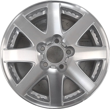 Buick Rendezvous 2002-2004 silver or charcoal machined 16x6.5 aluminum wheels or rims. Hollander part number ALY4044U, OEM part number 9593775, 12490098.