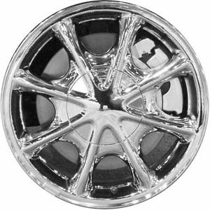 Buick Rendezvous 2002-2004 chrome 16x6.5 aluminum wheels or rims. Hollander part number ALY4045, OEM part number 12490109.